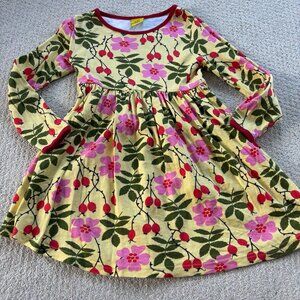 Duns yellow and pink floral berry dress organic cotton